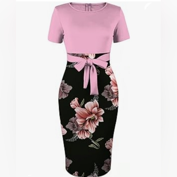 Floral Print Pencil Dress - Picture 3 of 7